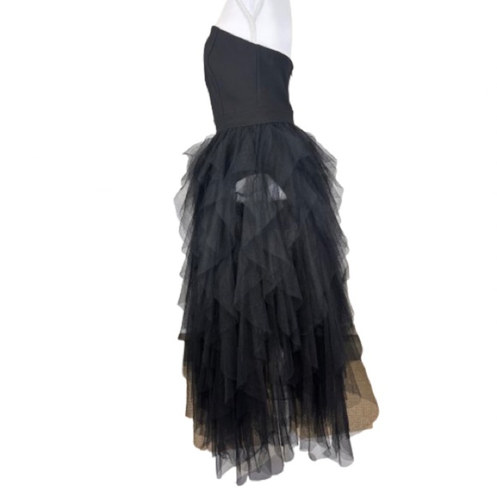 Fashion Nova Black Strapless Sheer Tulle Dress Built-In Briefs M Whimsigoth NEW - Picture 3 of 12